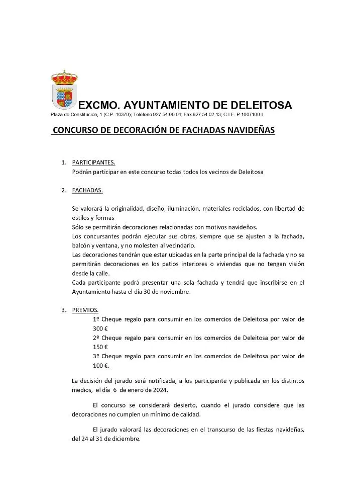 Deleitosa convoca su concurso de decoración navideña de fachadas