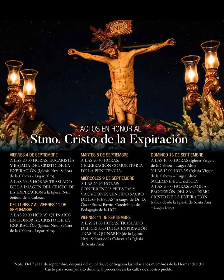 Ogíjares modifica la ubicación de varios actos de las fiestas del Stmo. Cristo de la Expiración
