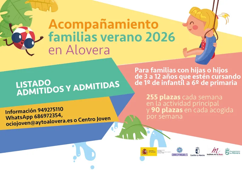 Alovera publica la lista de admitidos para el acompañamiento de verano