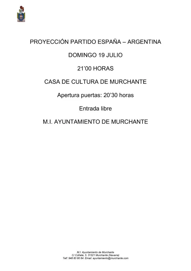 Murchante proyectará el partido de fútbol España - Argentina