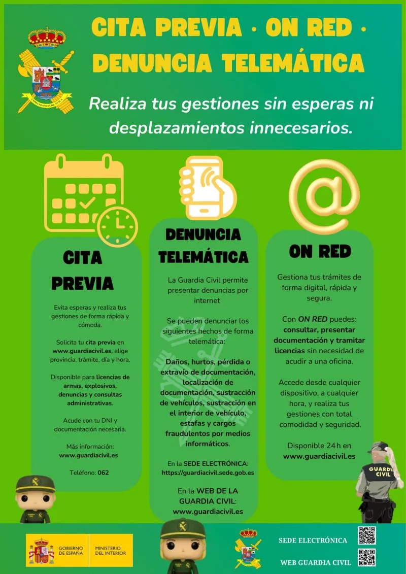 Guardia Civil facilita la cita previa y la denuncia telemática