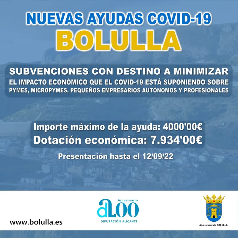 Bolulla abre plazo para ayudas Covid-19 destinadas a pymes y autónomos