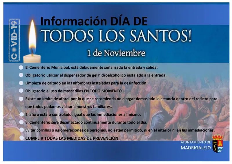 Madrigalejo recuerda medidas preventivas para el Día de Todos los Santos