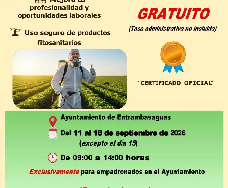 Entrambasaguas abre plazo para la emisión del carnet fitosanitario básico