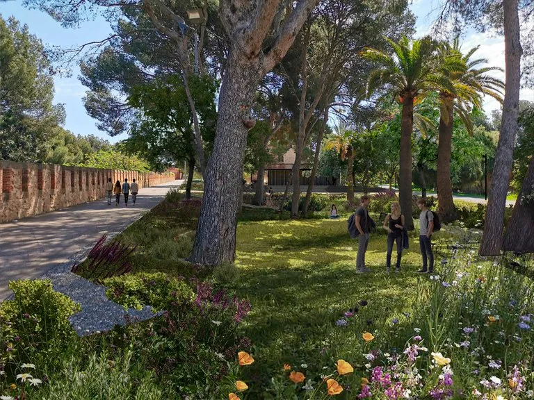 Castelldefels renueva los Jardins del Castell con nuevas plantaciones y caminos iluminados