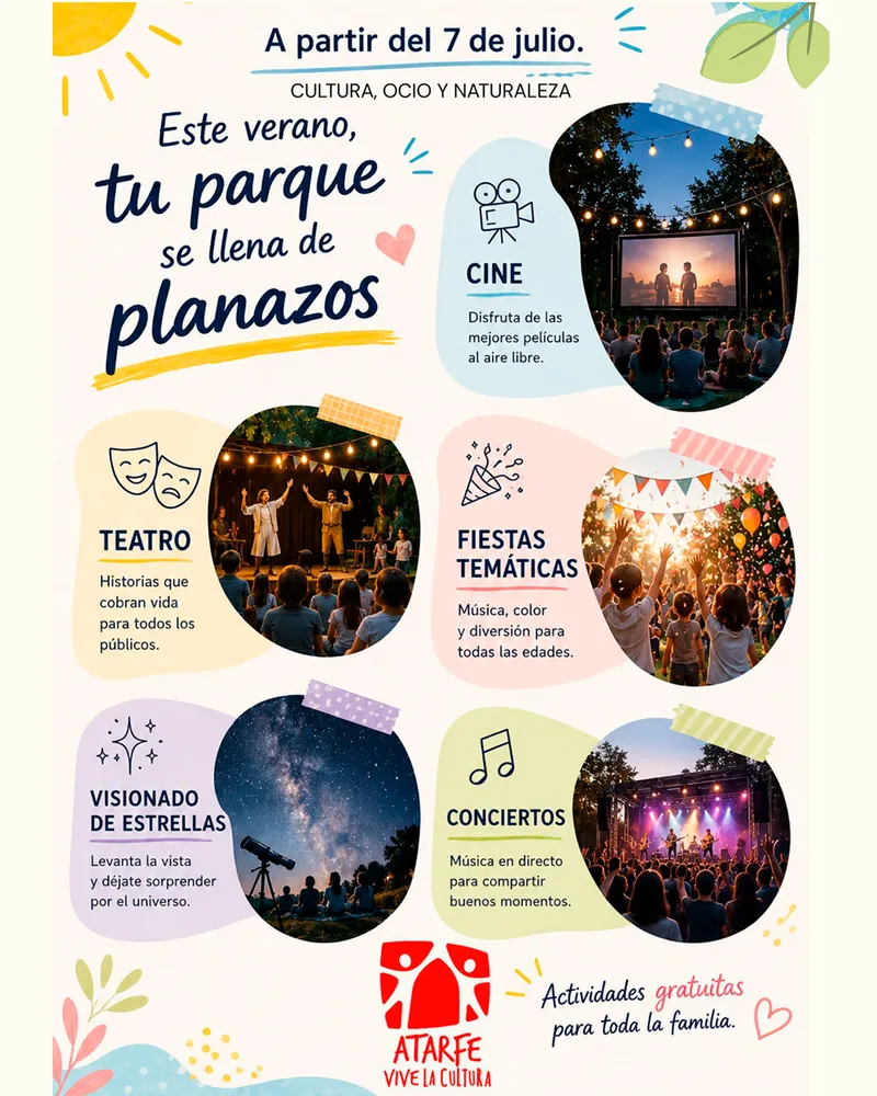 Atarfe enciende el verano con cine, teatro y estrellas en sus parques