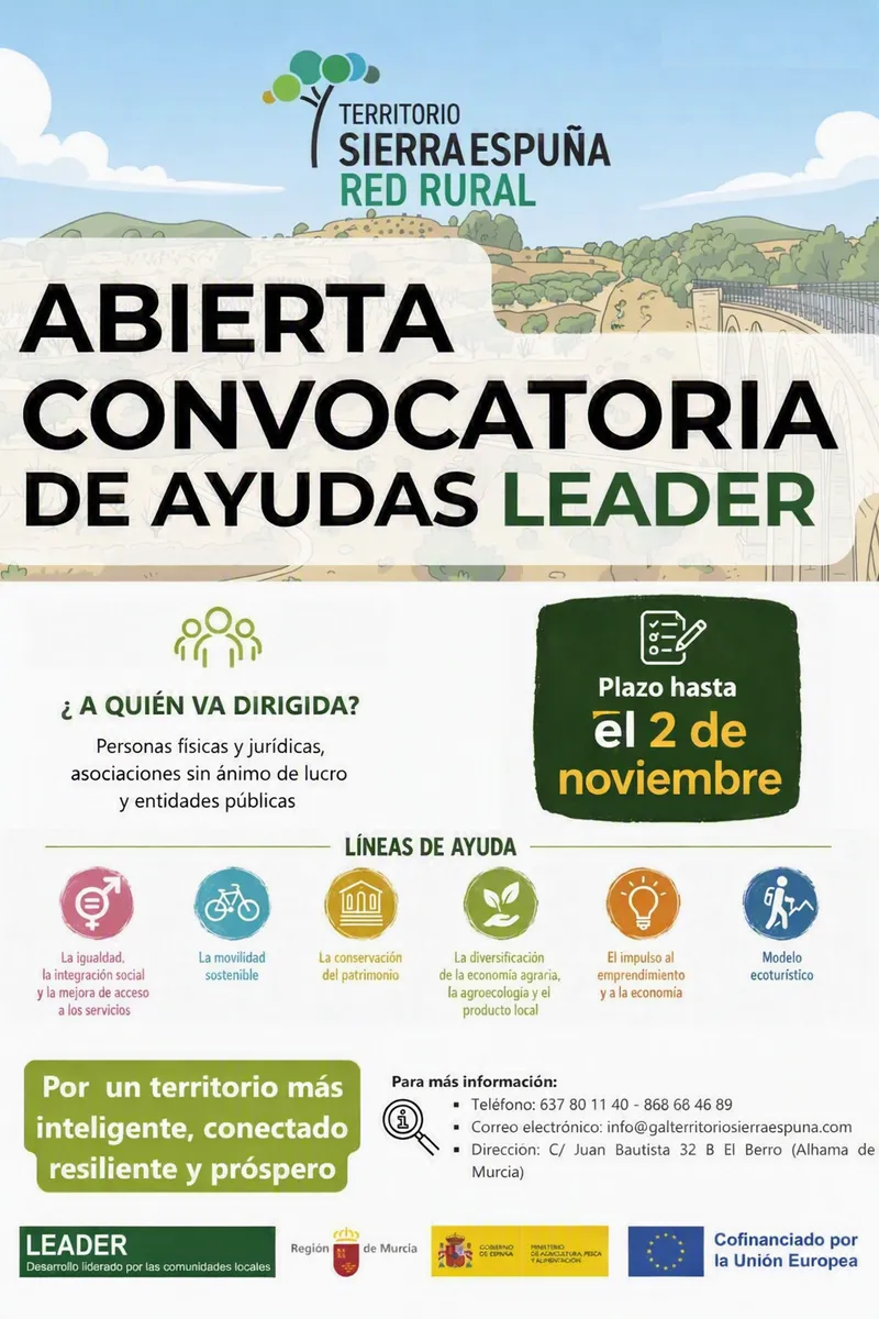 Abiertas las ayudas LEADER 2023-2027 para el desarrollo rural en Sierra Espuña