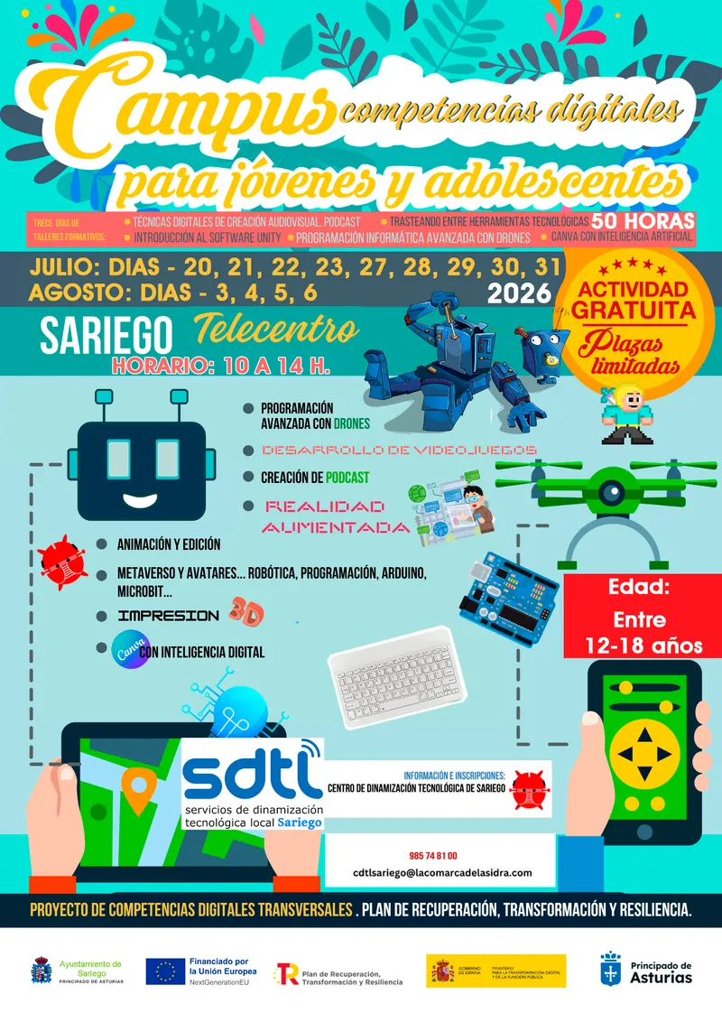Sariego lanza un Campus Tecnológico de Verano para jóvenes a partir de 12 años
