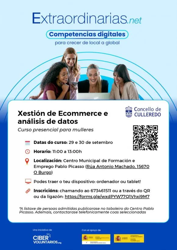 Culleredo ofrece un curso gratuito de gestión de ecommerce y análisis de datos para mujeres