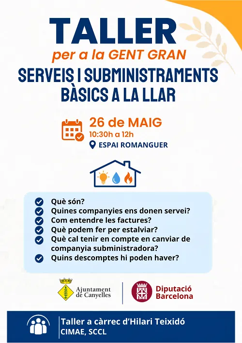 Canyelles organiza una charla gratuita sobre servicios y suministros básicos del hogar