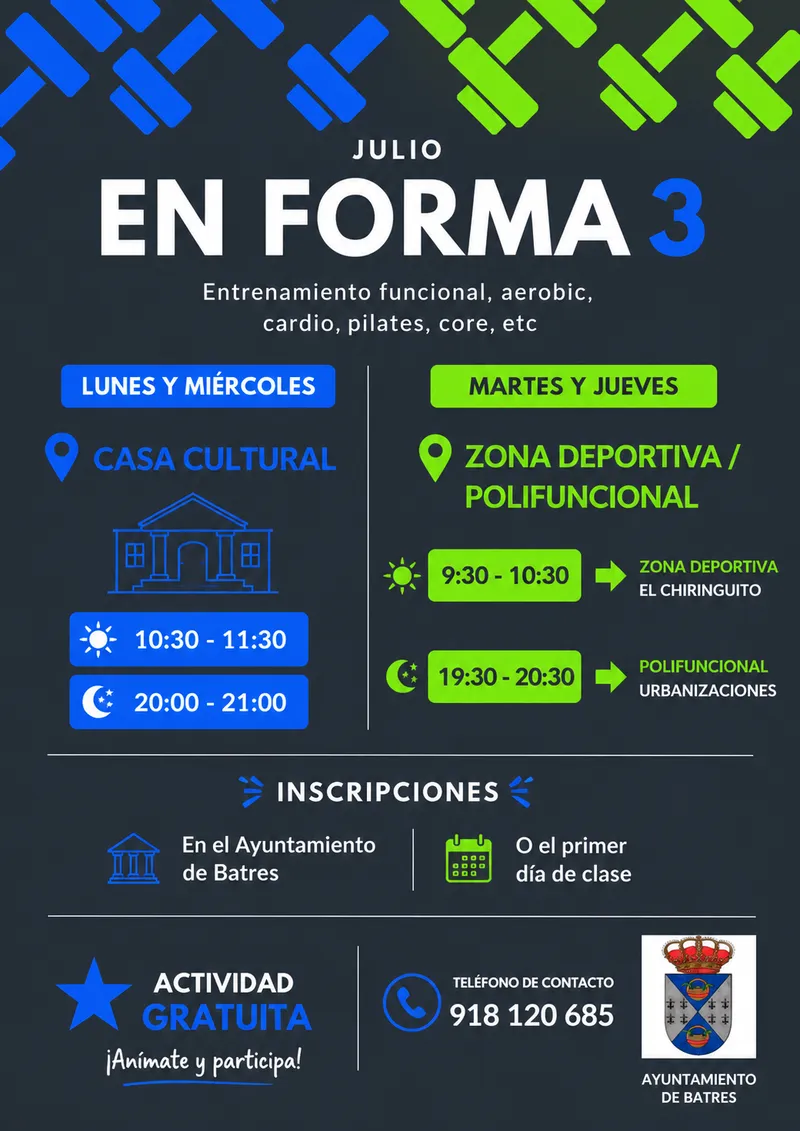 Batres ofrece clases gratuitas de ejercicio físico adaptado durante julio