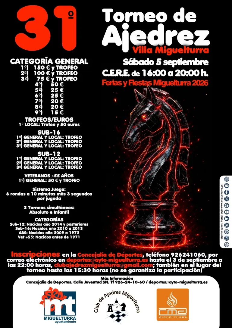 Miguelturra celebra su 31º Torneo de Ajedrez en las Ferias y Fiestas