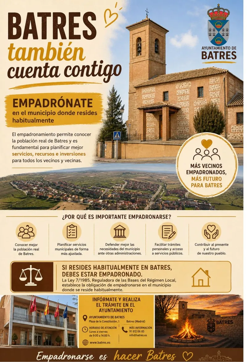 Batres anima a sus vecinos a empadronarse para mejorar los servicios municipales