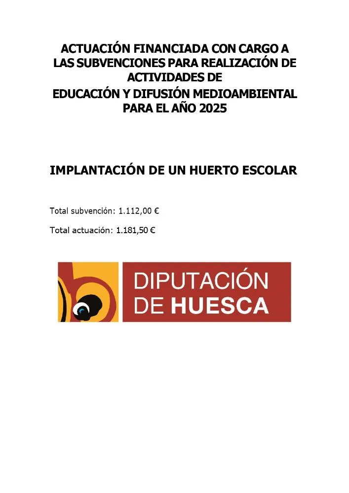 Tierz recibe una subvención de la DPH para crear un huerto escolar
