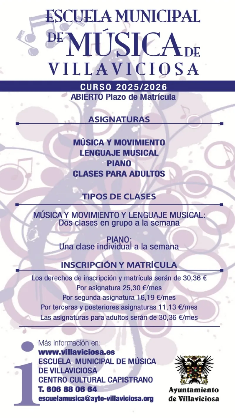 Abierta la inscripción en la Escuela Municipal de Música de Villaviciosa
